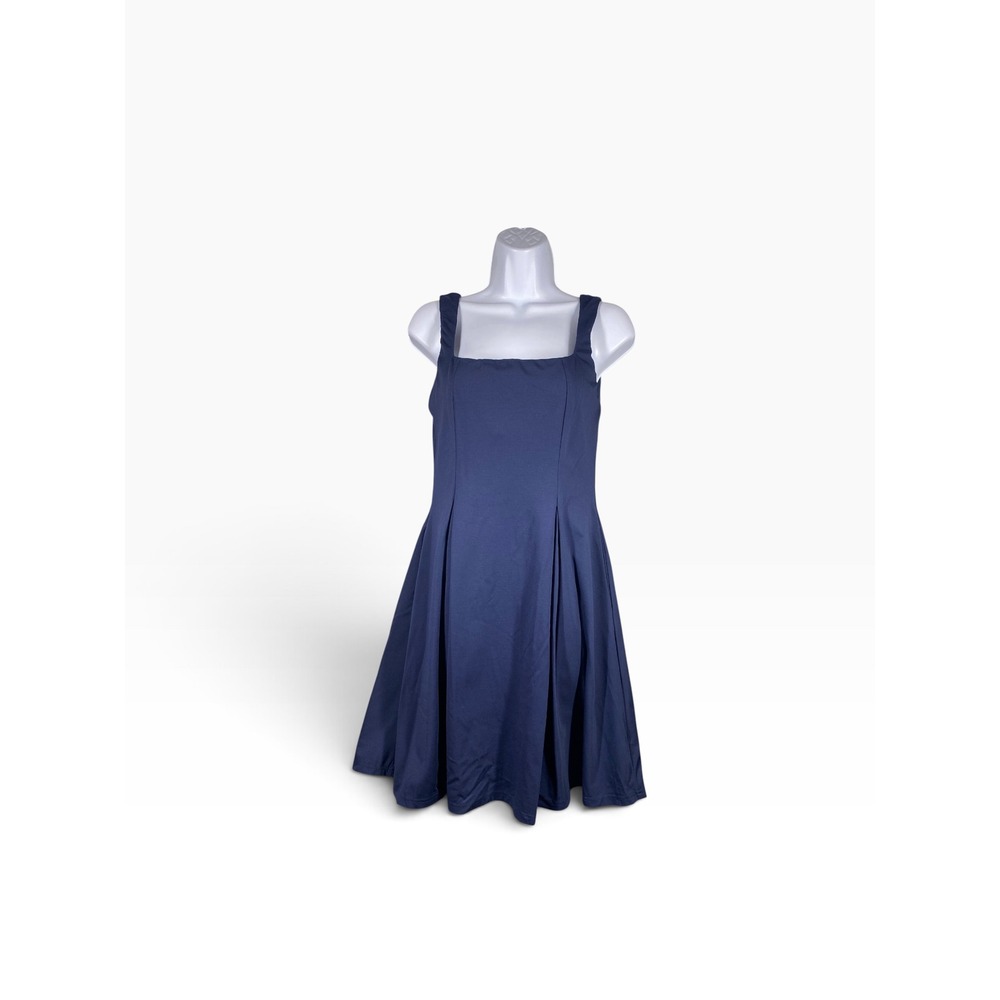 OGL Dress Womens Medium Navy Blue New Pockets Bamboo Square Neck Fit and Flare